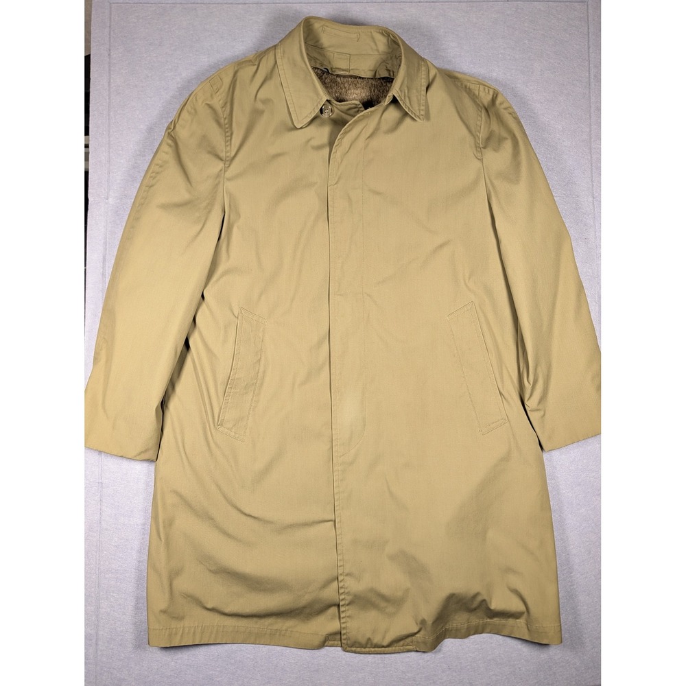 VTG London Fog Maincoats Trench Coat Mens 38 Short Tan Gleneagle Liner Excellent